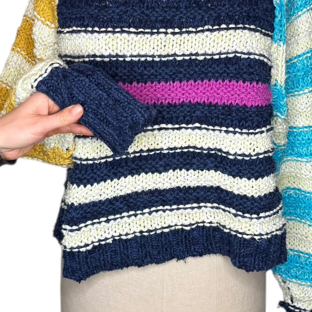 FREE PEOPEL Cruze Striped Knit Pullover Sweater Multi Color Boho‎ Size XS